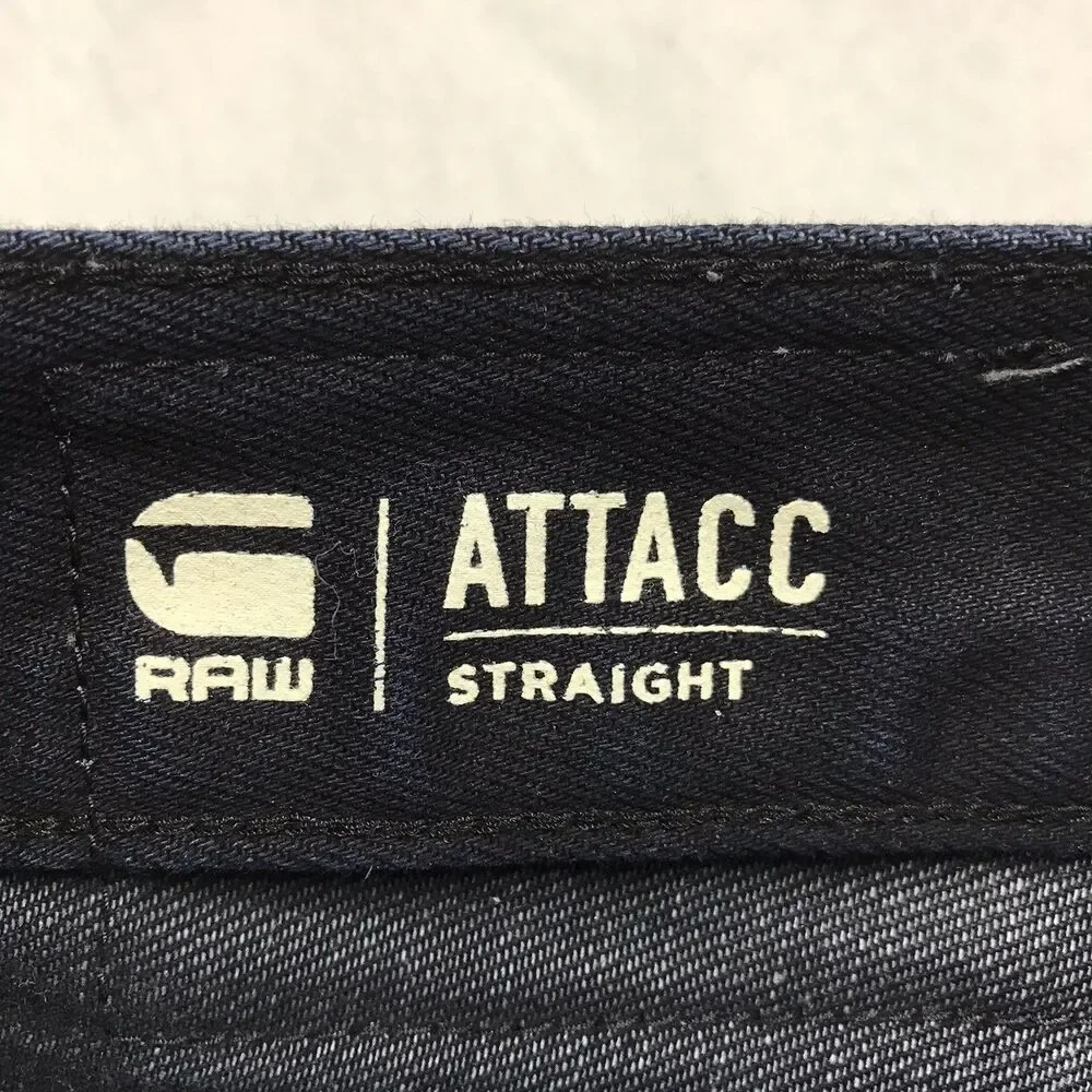 G STAR RAW Attacc Jeans Men 32x30 Slim Straight Dark Indigo Wash Button Fly